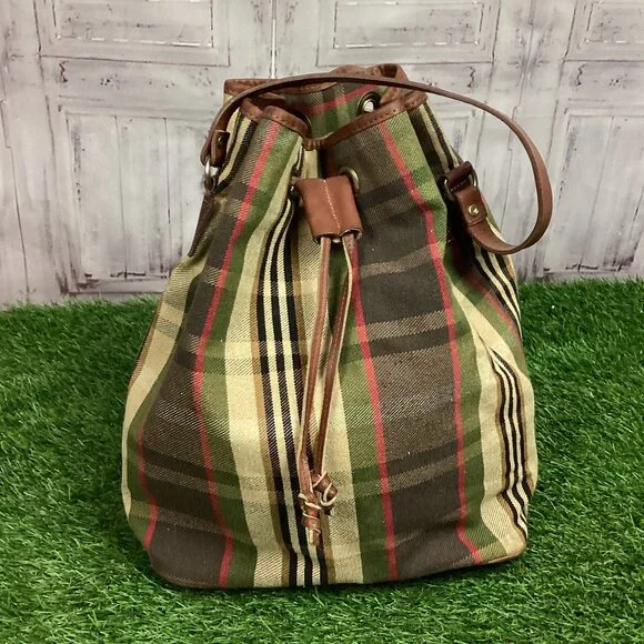 Vintage Heckathorn Plaid Bucket Bag - Picture 1 of 13